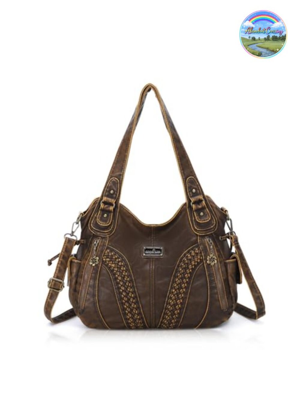 Women's Tote Bag PU Leather Shoulder Satchel Handbag Top Handle Hobo Washed